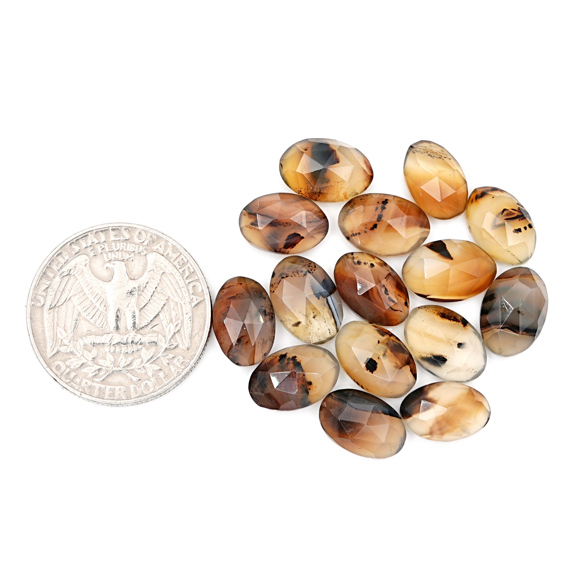 Oval Rose Cut Montana Agate Cabochon | Natural Gemstone for Jewelry Making - 15 Pieces