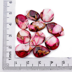 Kingman Red Dahlia Turquoise Cabochons Gemstone for Jewelry Making - 10 Pieces