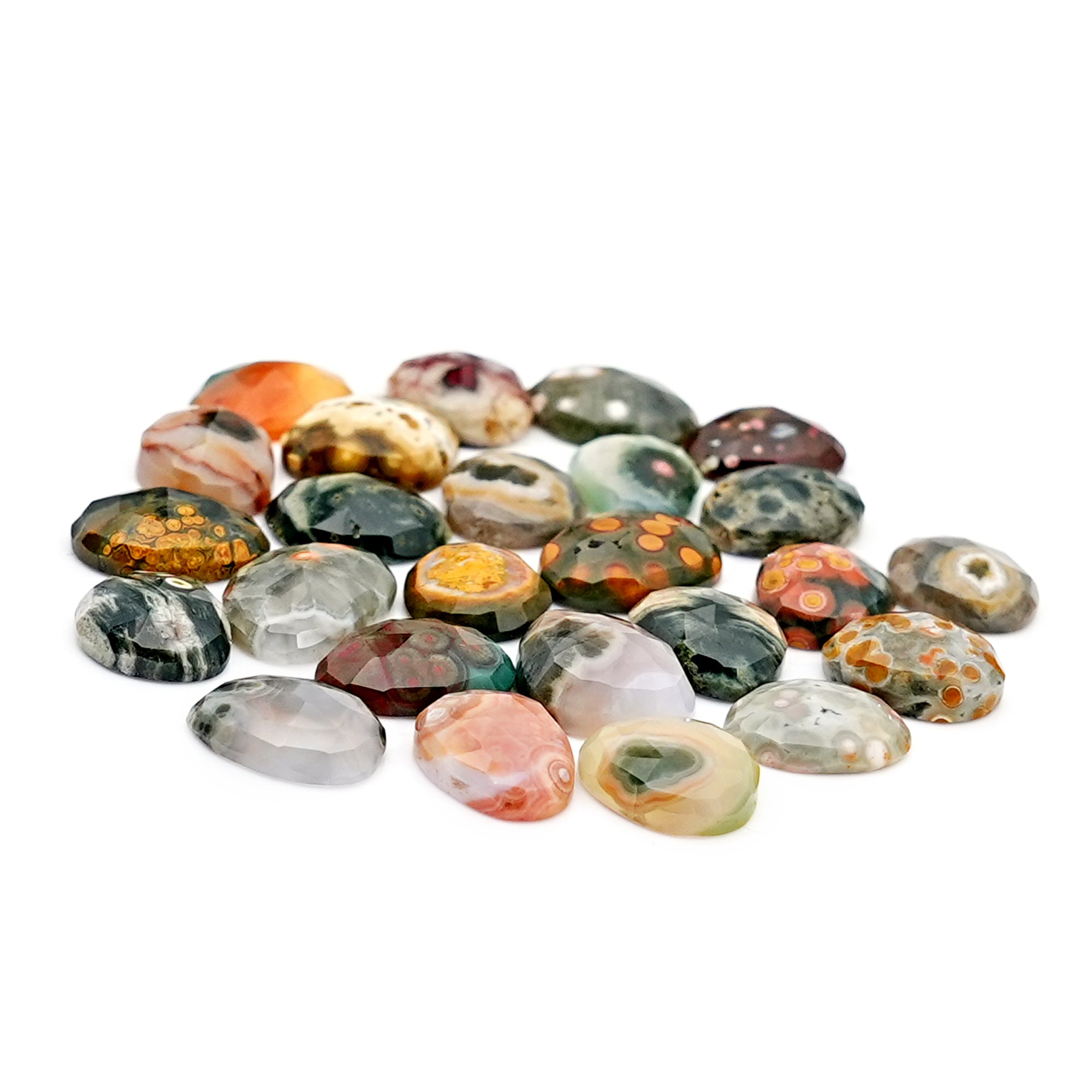 Ocean Jasper Rose Cut Cabochons | Multi Freeform Gemstones For Jewelry - 25 Pieces