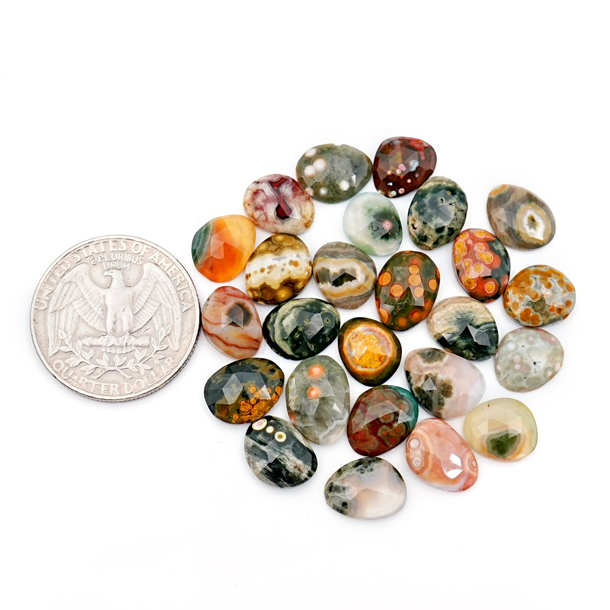 Ocean Jasper Rose Cut Cabochons | Multi Freeform Gemstones For Jewelry - 25 Pieces