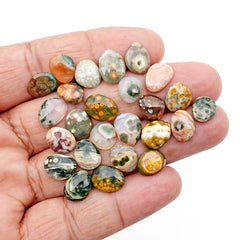 Ocean Jasper Rose Cut Cabochons | Multi Freeform Gemstones For Jewelry - 25 Pieces