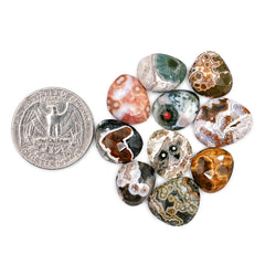 Ocean Jasper Rose Cut Cabochons | Multi Freeform Gemstones For Jewelry - 10 Pieces