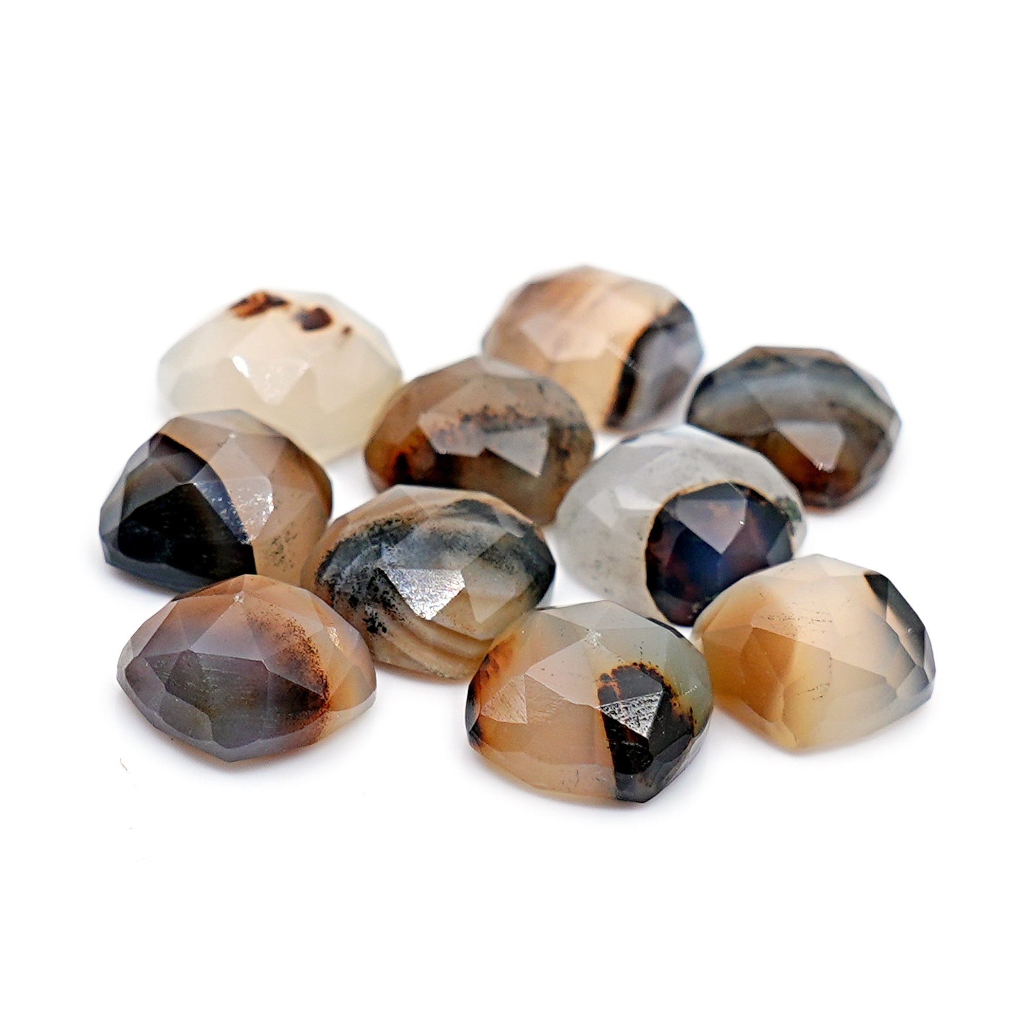 Cushion Montana Agate Rose Cut Cabochon | Natural Gemstone with Unique Inclusion - 10 Pieces