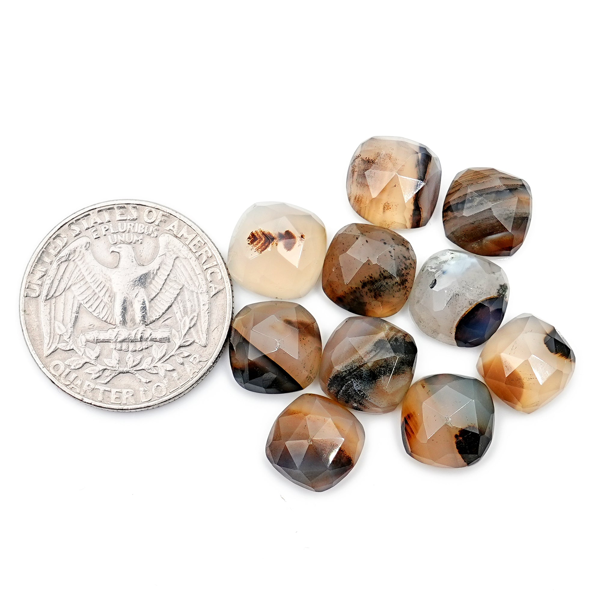 Cushion Montana Agate Rose Cut Cabochon | Natural Gemstone with Unique Inclusion - 10 Pieces
