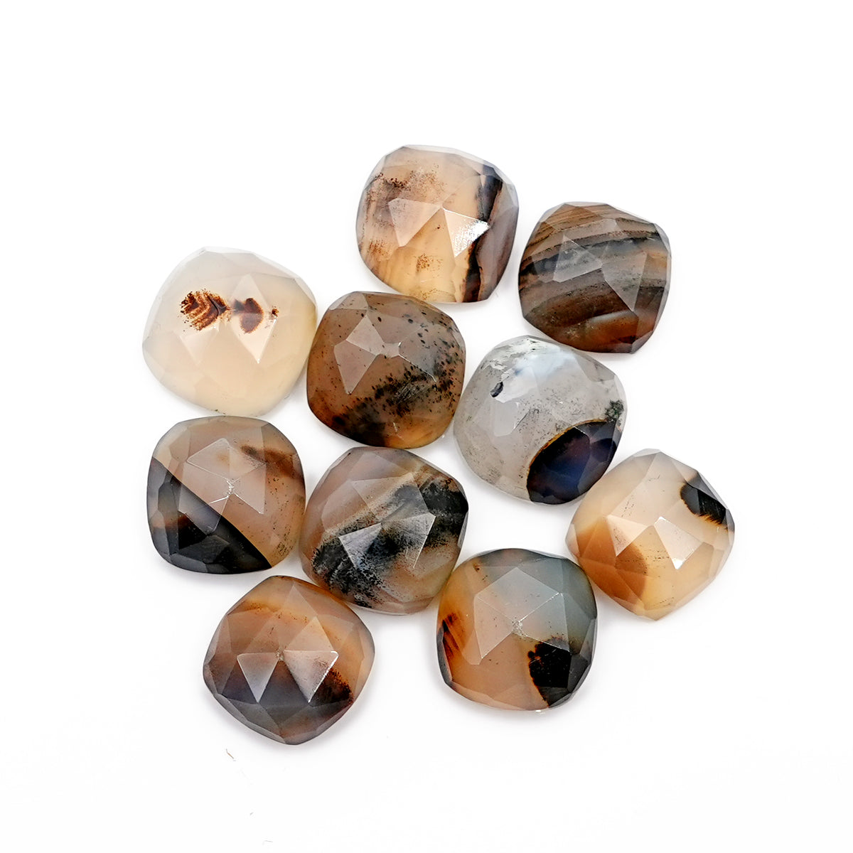 Cushion Montana Agate Rose Cut Cabochon | Natural Gemstone with Unique Inclusion - 10 Pieces