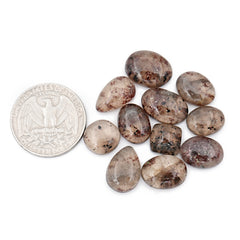 Natural Garnet inclusion in Quartz Cabochons | Faceted Freeform Gems For Jewelry Making - 11 Pices