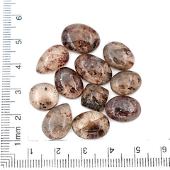 Natural Garnet inclusion in Quartz Cabochons | Faceted Freeform Gems For Jewelry Making - 11 Pices