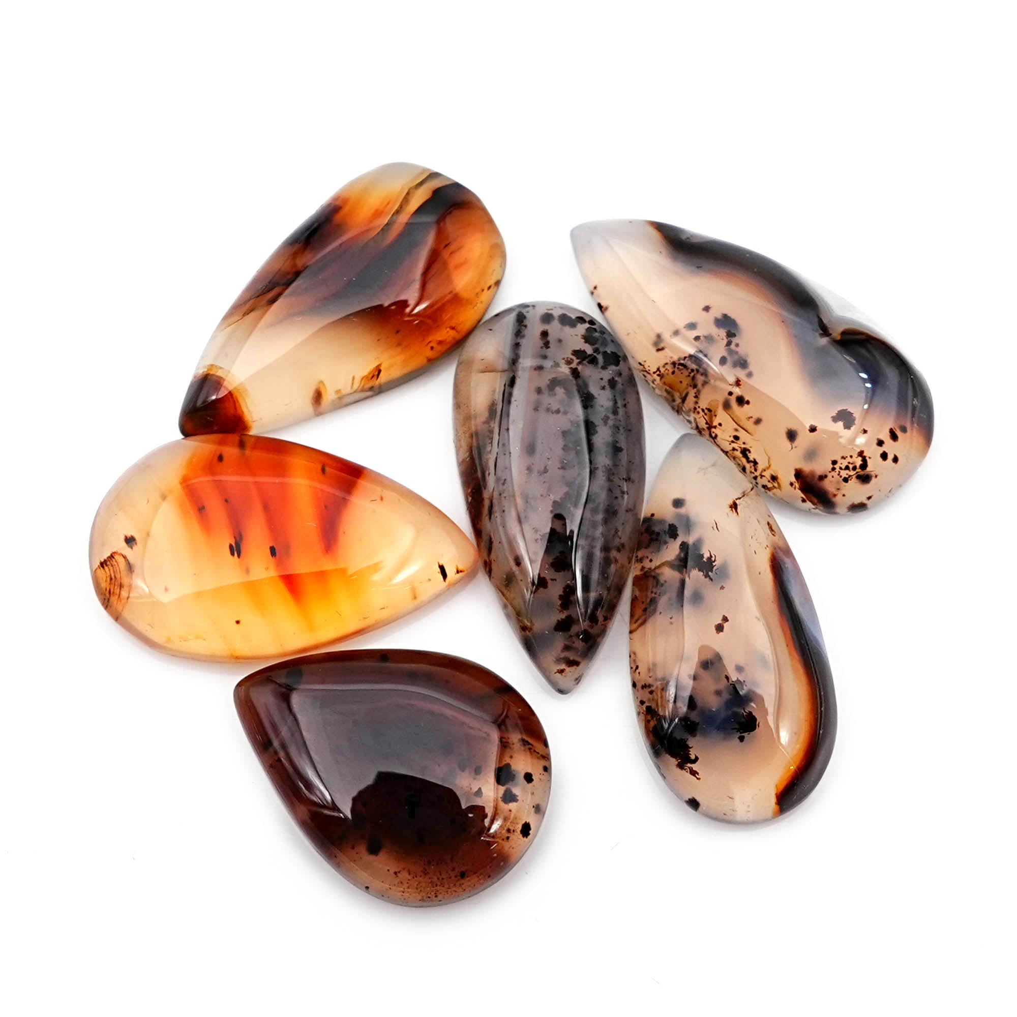 Pear Cut Montana Agate Smooth Cabochon | Natural Gemstone with Unique Inclusions - 6 Pieces