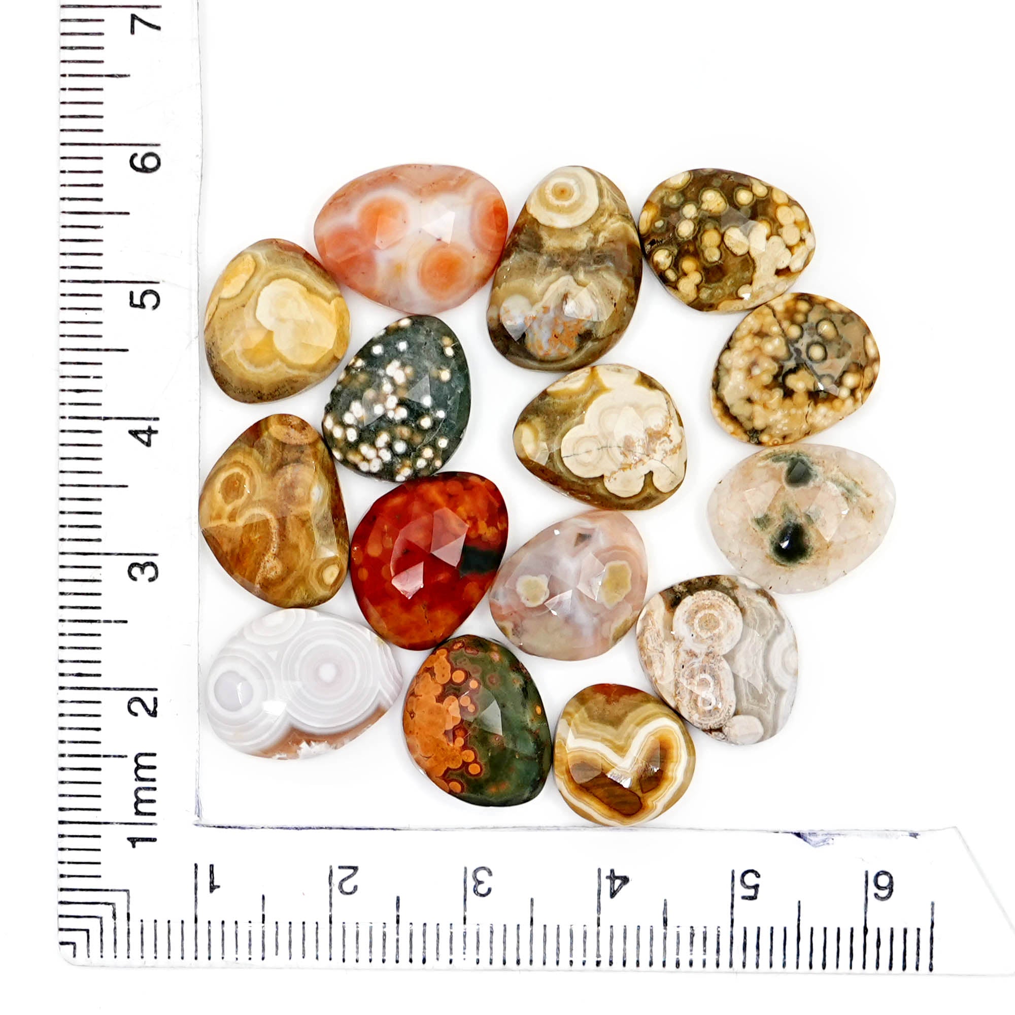 Ocean Jasper Rose Cut Cabochons | Multi Freeform Gemstones For Jewelry - 15 Pieces