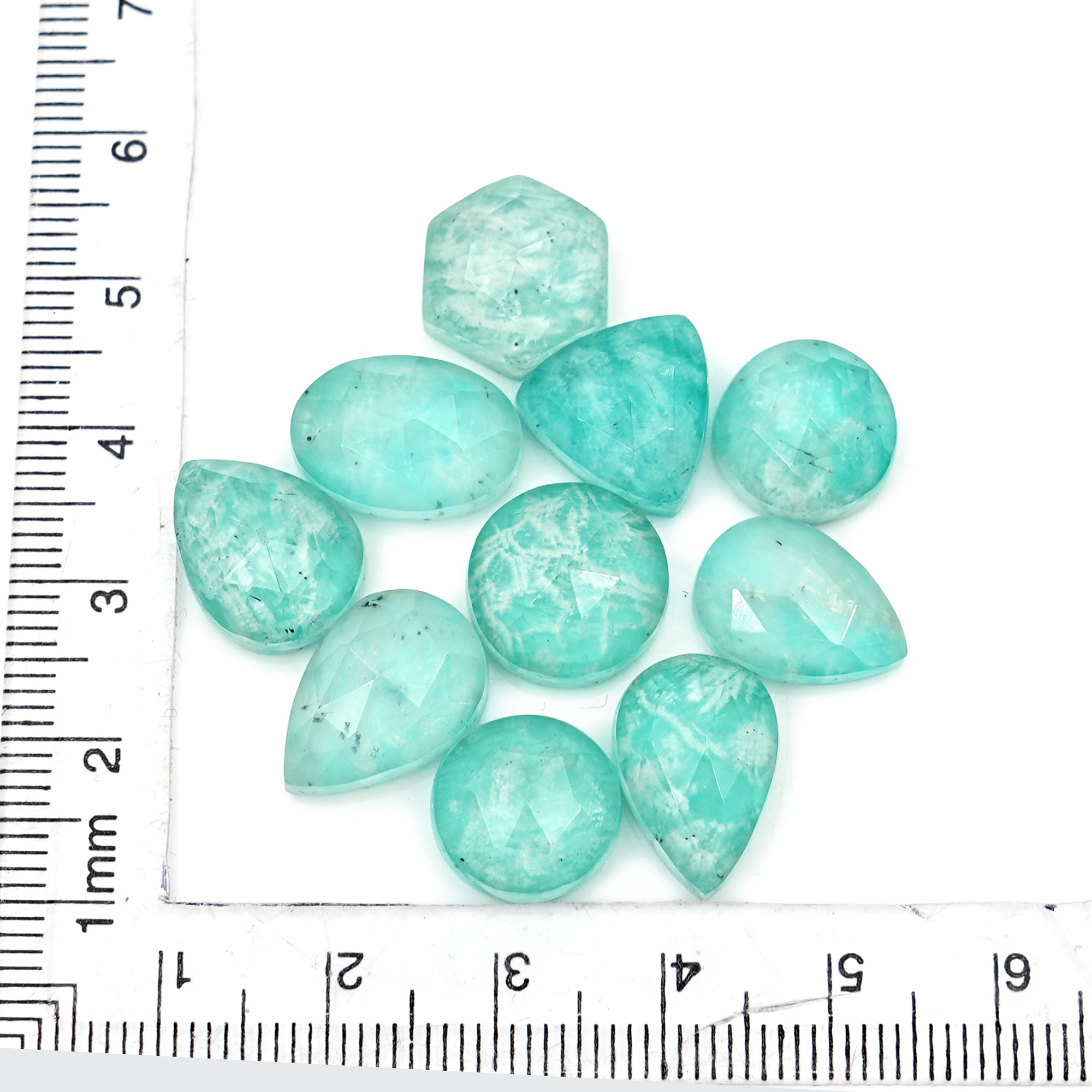 Amazonite Doublet Rose Cut Cabochons | Natural Gemstones for Jewelry Making - 10 Pieces