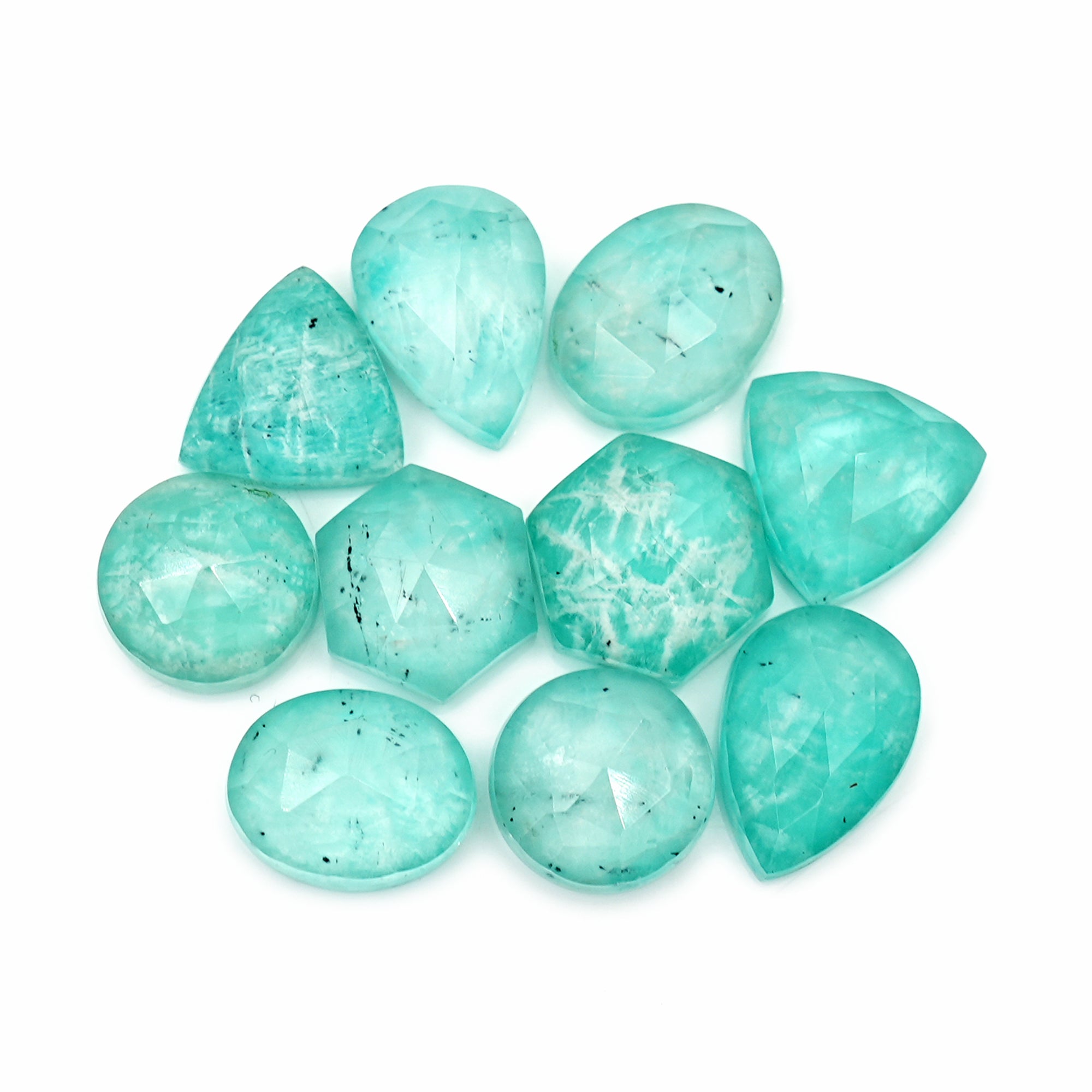Freeform Amazonite Doublet Rose Cut Cabochon | Natural Stones for Jewelry Making - 10 Pieces