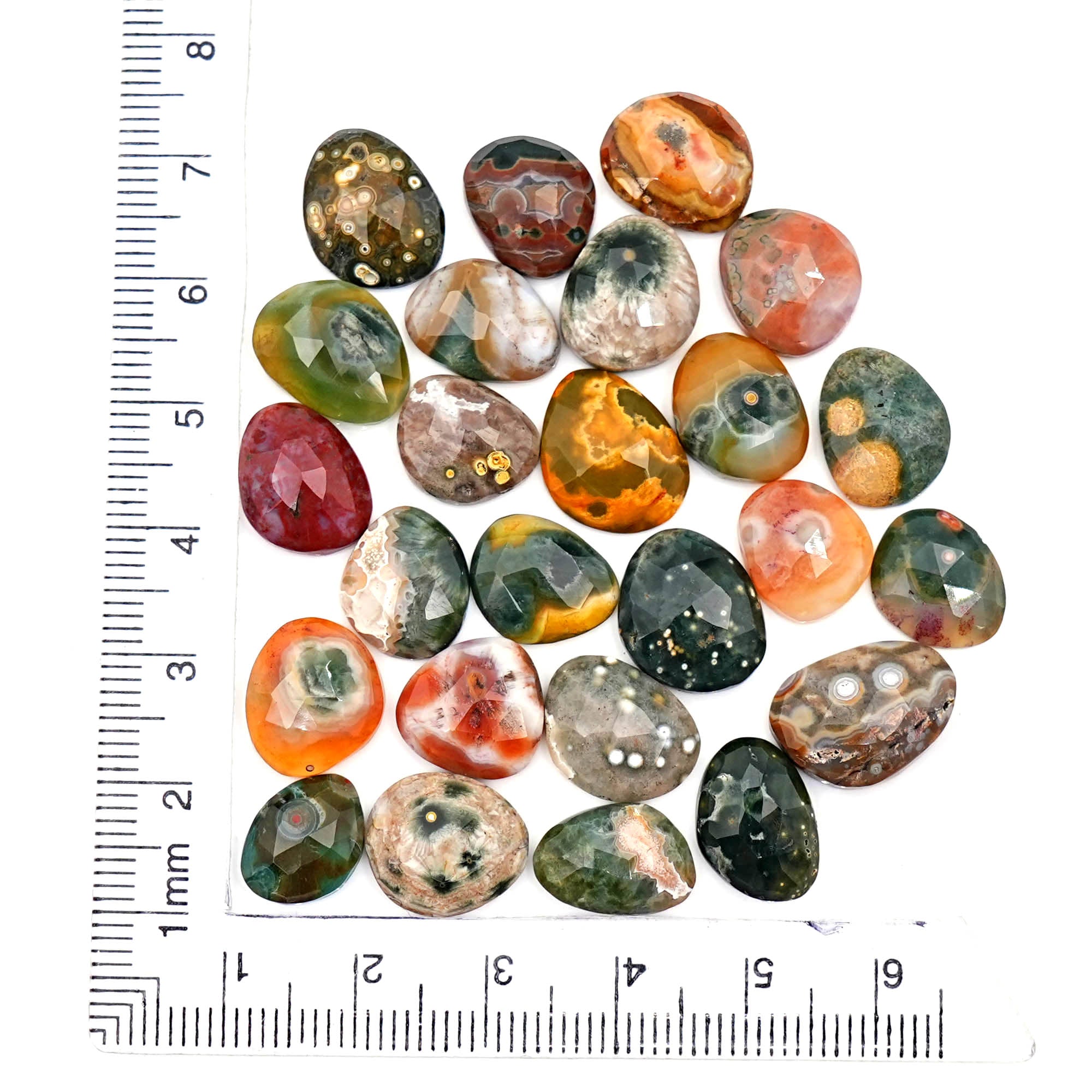 Ocean Jasper Rose Cut Cabochons | Multi Freeform Gemstones For Jewelry - 25 Pieces