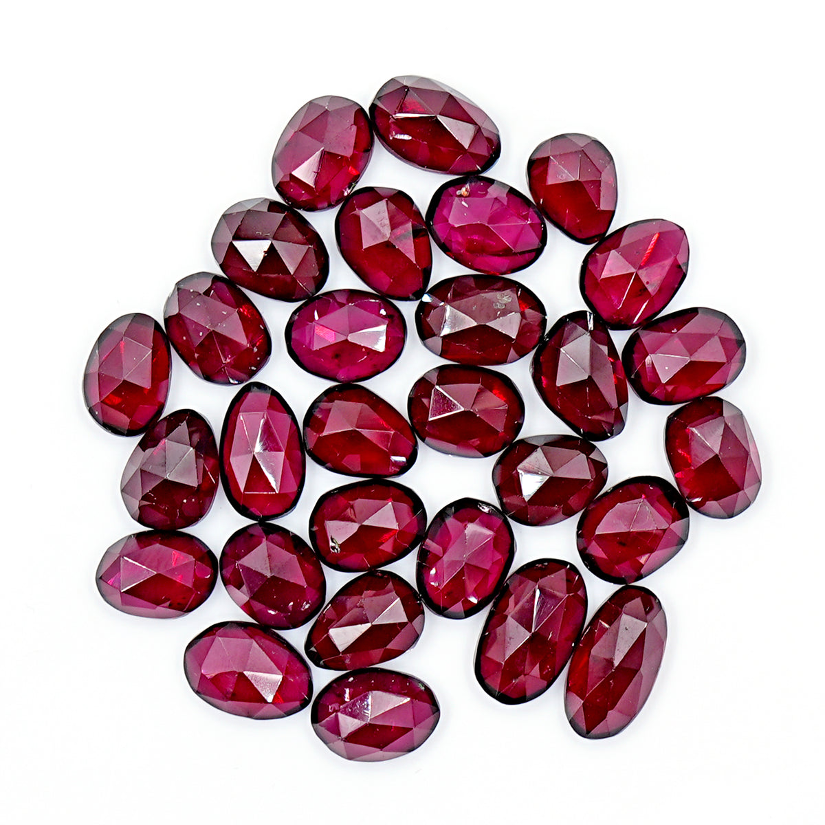 Natural Rhodolite Garnet Rose Cut Cabochon | Deep Plum Pink Faceted Freeform Gems - 29 Pices