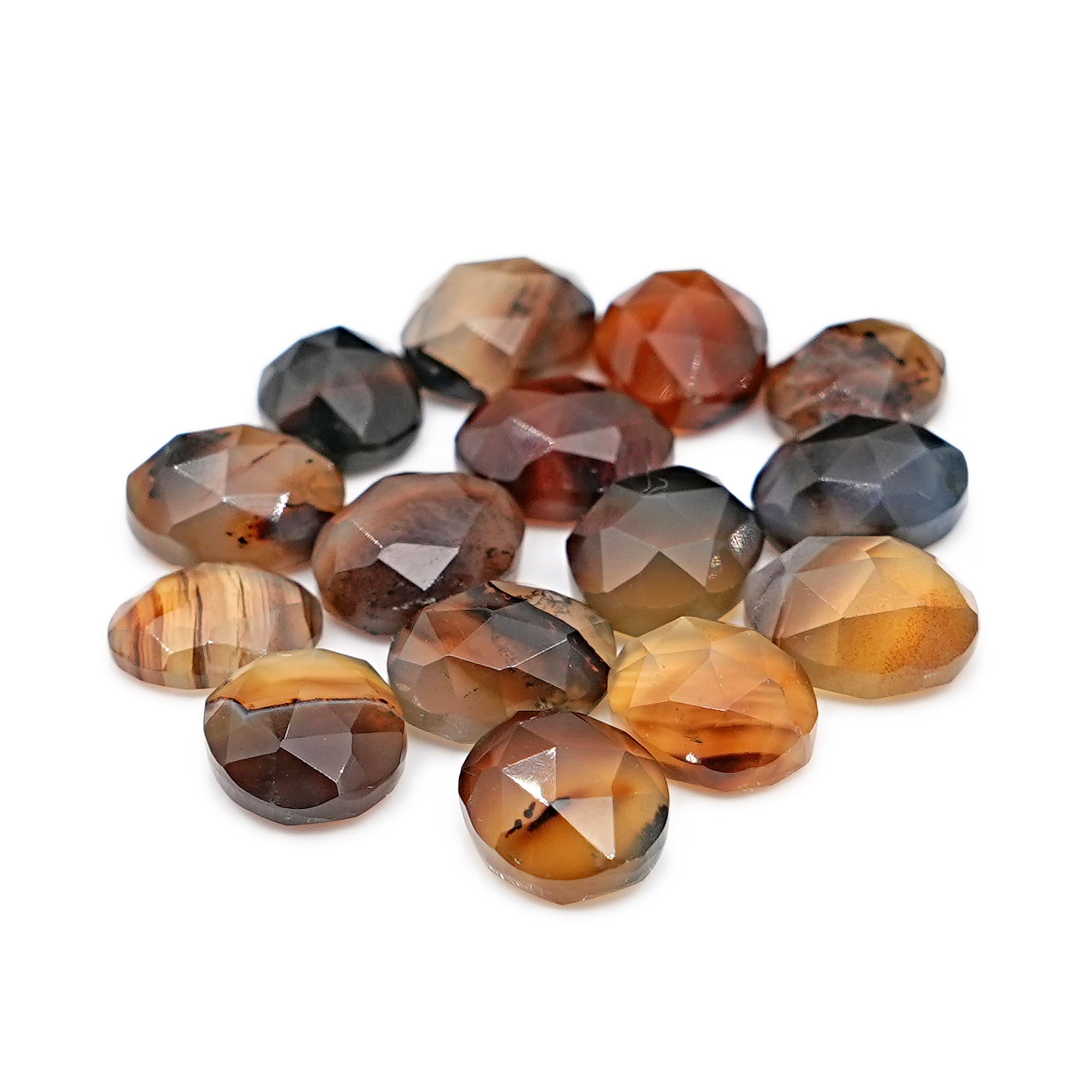 Oval Montana Agate Rosecut Cabochon | Natural Gemstone with Unique Inclusion - 15 Pieces