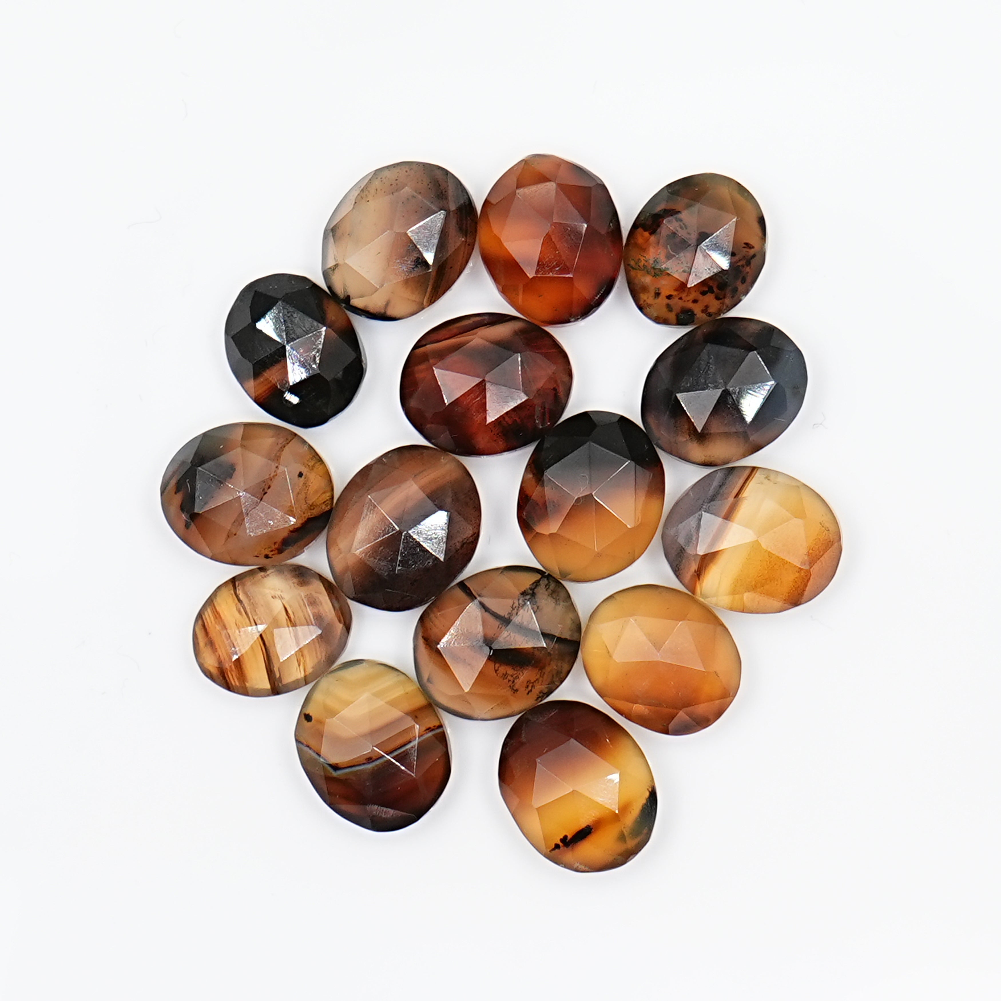 Oval Montana Agate Rosecut Cabochon | Natural Gemstone with Unique Inclusion - 15 Pieces