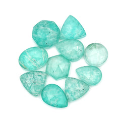 Natural Amazonite Doublet Cabochons | Freeform Rose Cut Gemstones for Jewelry Making - 10 Pieces