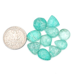 Natural Amazonite Doublet Cabochons | Freeform Rose Cut Gemstones for Jewelry Making - 10 Pieces