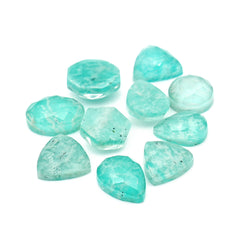 Natural Amazonite Doublet Cabochons | Freeform Rose Cut Gemstones for Jewelry Making - 10 Pieces