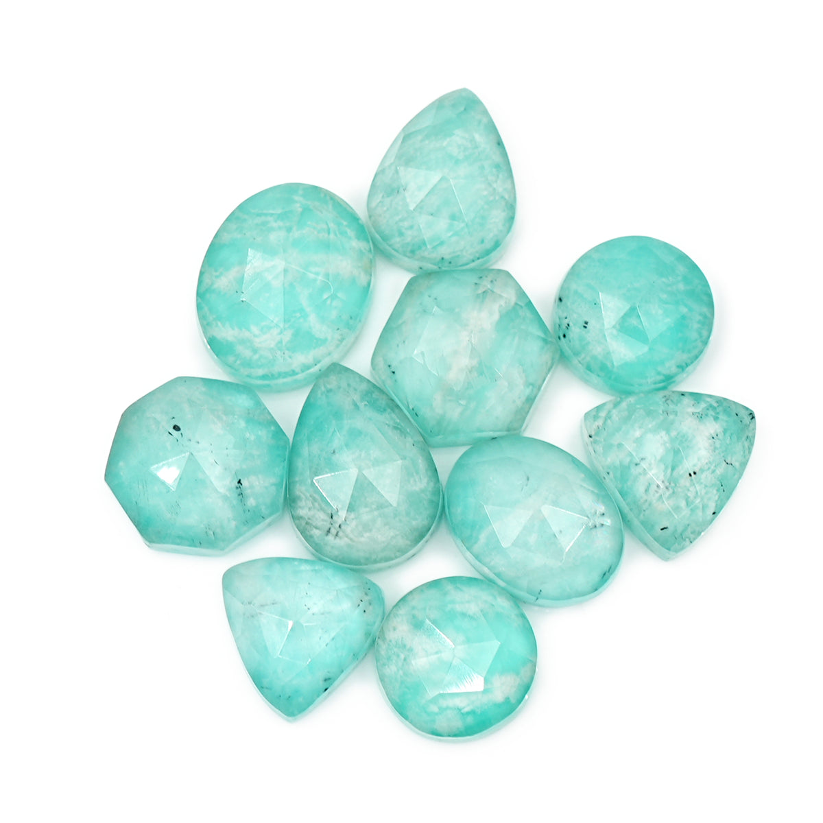 Amazonite Doublet Rose Cut Cabochon | Freeform Natural Stones for Jewelry Making - 10 Pieces (Copy)