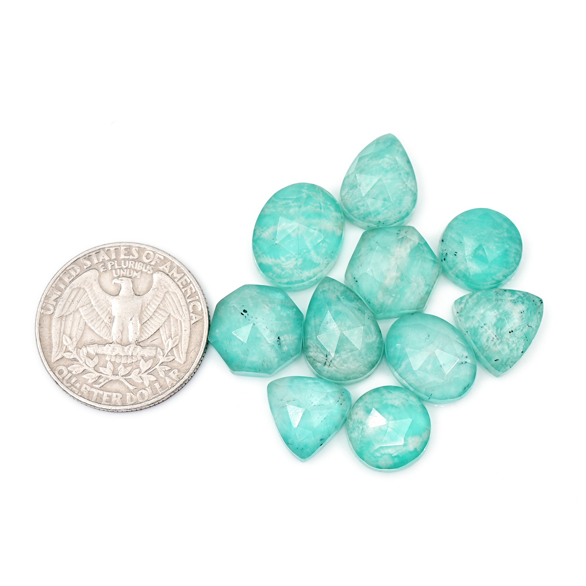 Amazonite Doublet Rose Cut Cabochon | Freeform Natural Stones for Jewelry Making - 10 Pieces (Copy)