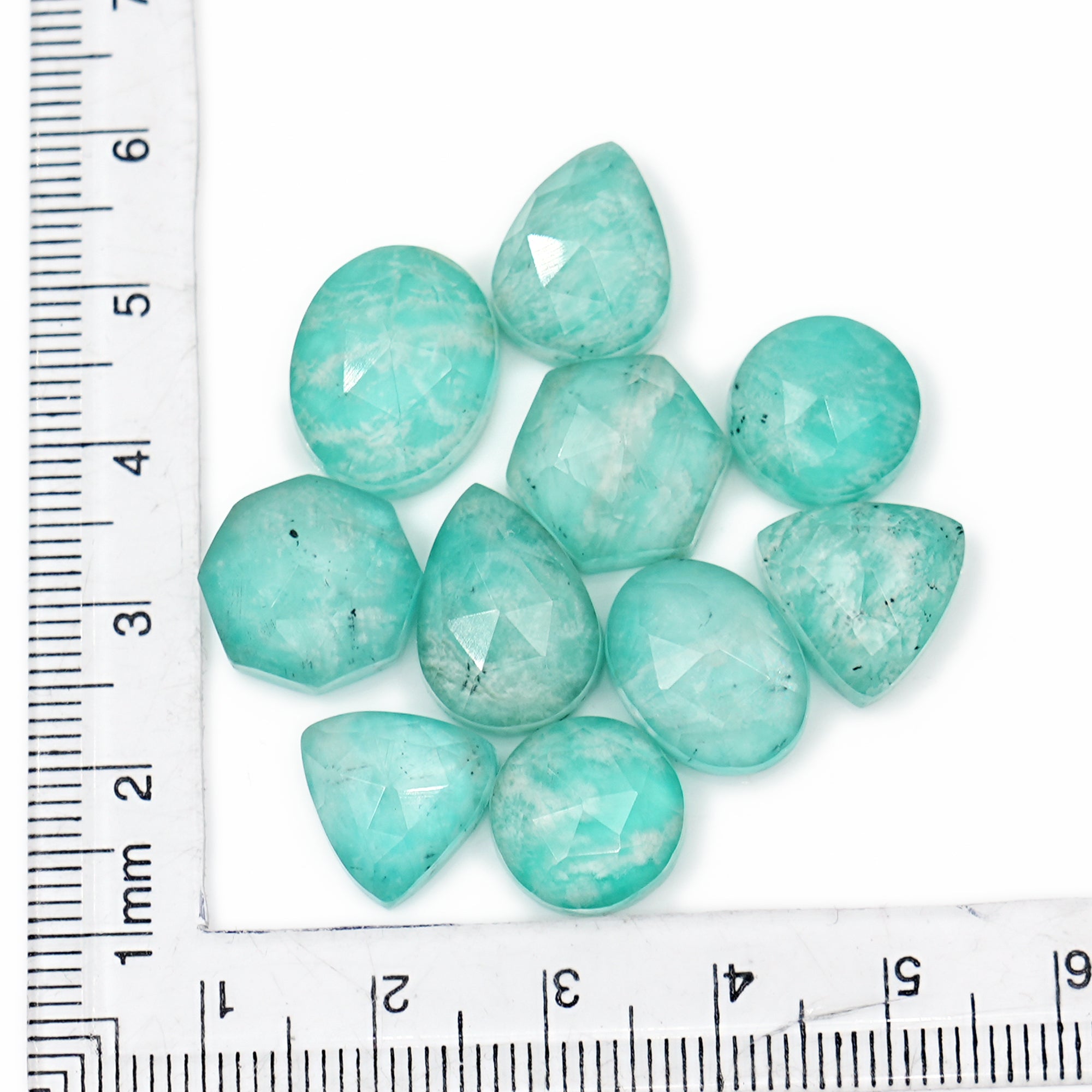 Amazonite Doublet Rose Cut Cabochon | Freeform Natural Stones for Jewelry Making - 10 Pieces (Copy)