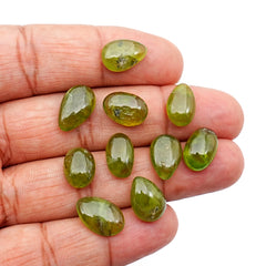 Natural Vesuvianite Smooth Cabochons Gemstones | Freeform Cabochons for Jewelry Making - 10 Pieces