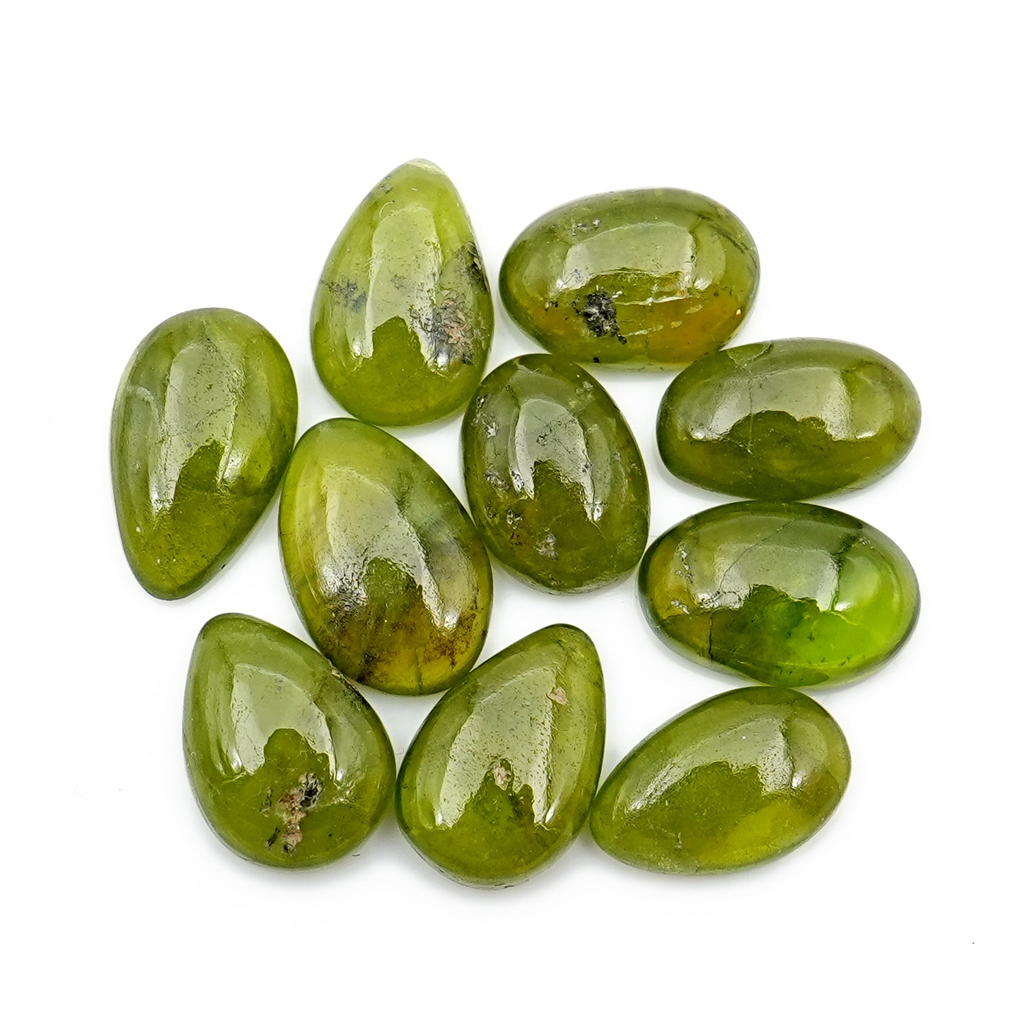 Natural Vesuvianite Smooth Cabochons Gemstones | Freeform Cabochons for Jewelry Making - 10 Pieces