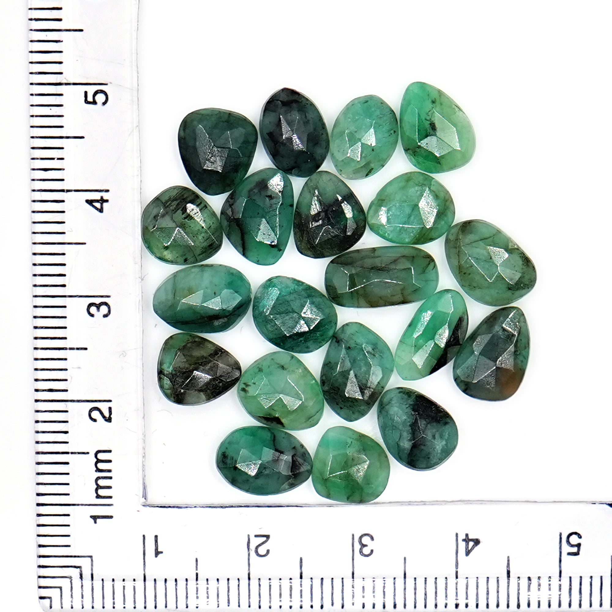 Natural Emerald Rose Cut Cabochons | Freeform Zambian Emerald Gemstone - 20 Pieces