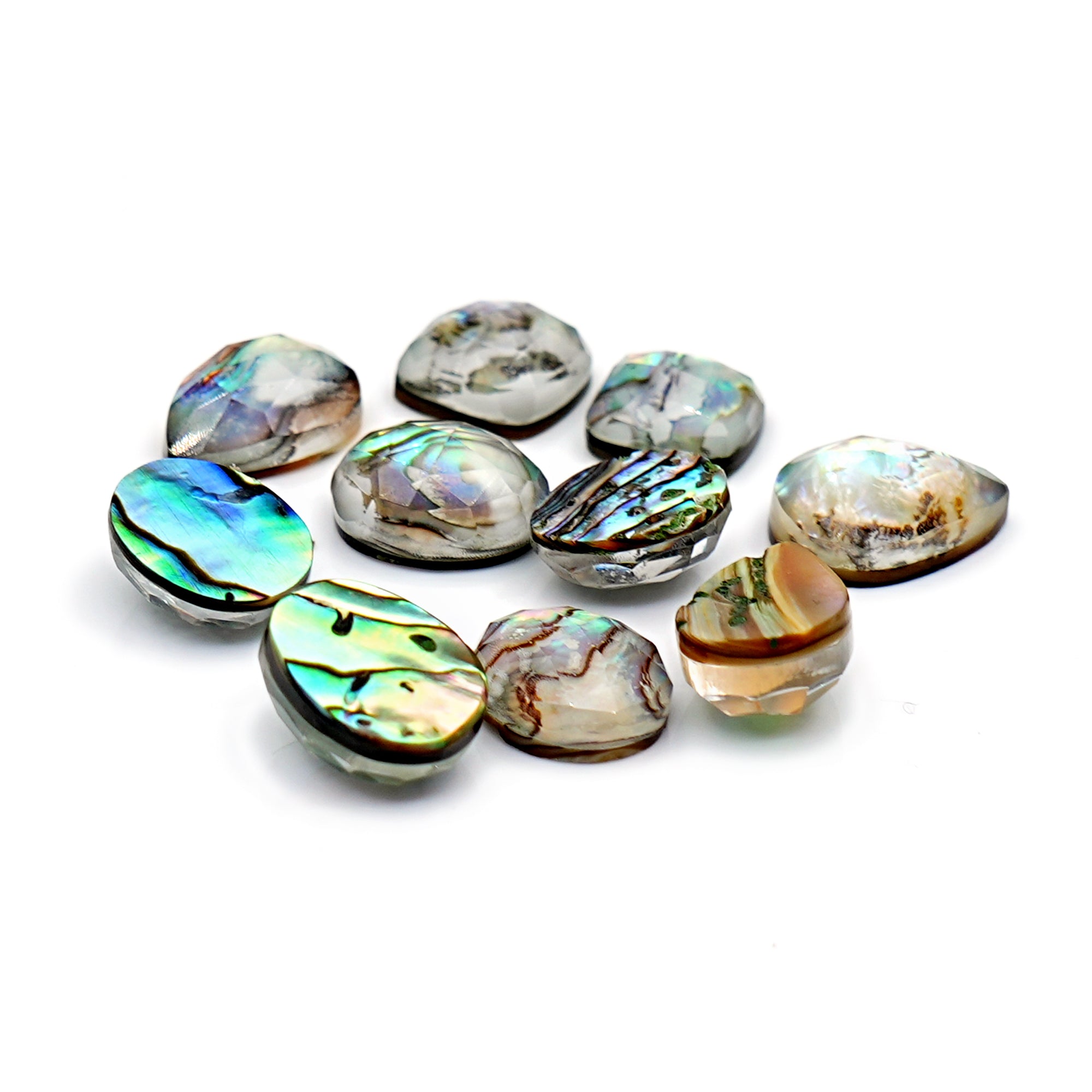 Abalone Shell Doublet Rosecut Cabochons | Mix-Shaped Gemstone for Statement Jewelry - 10 Pieces