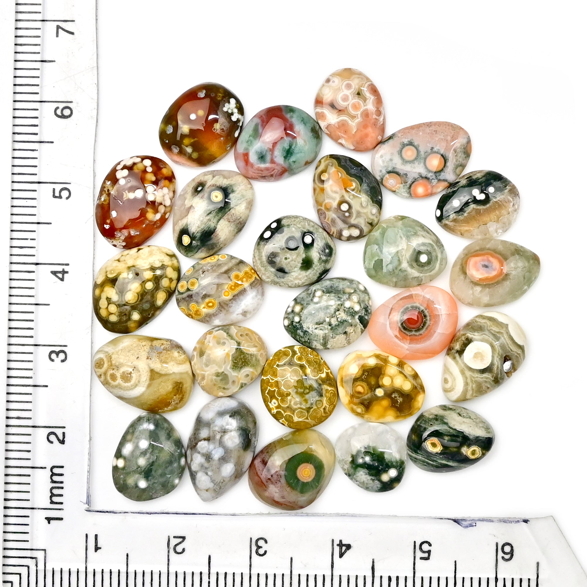 Ocean Jasper Smooth Cabochons | Multi Freeform Gemstones For Jewelry - 25 Pieces