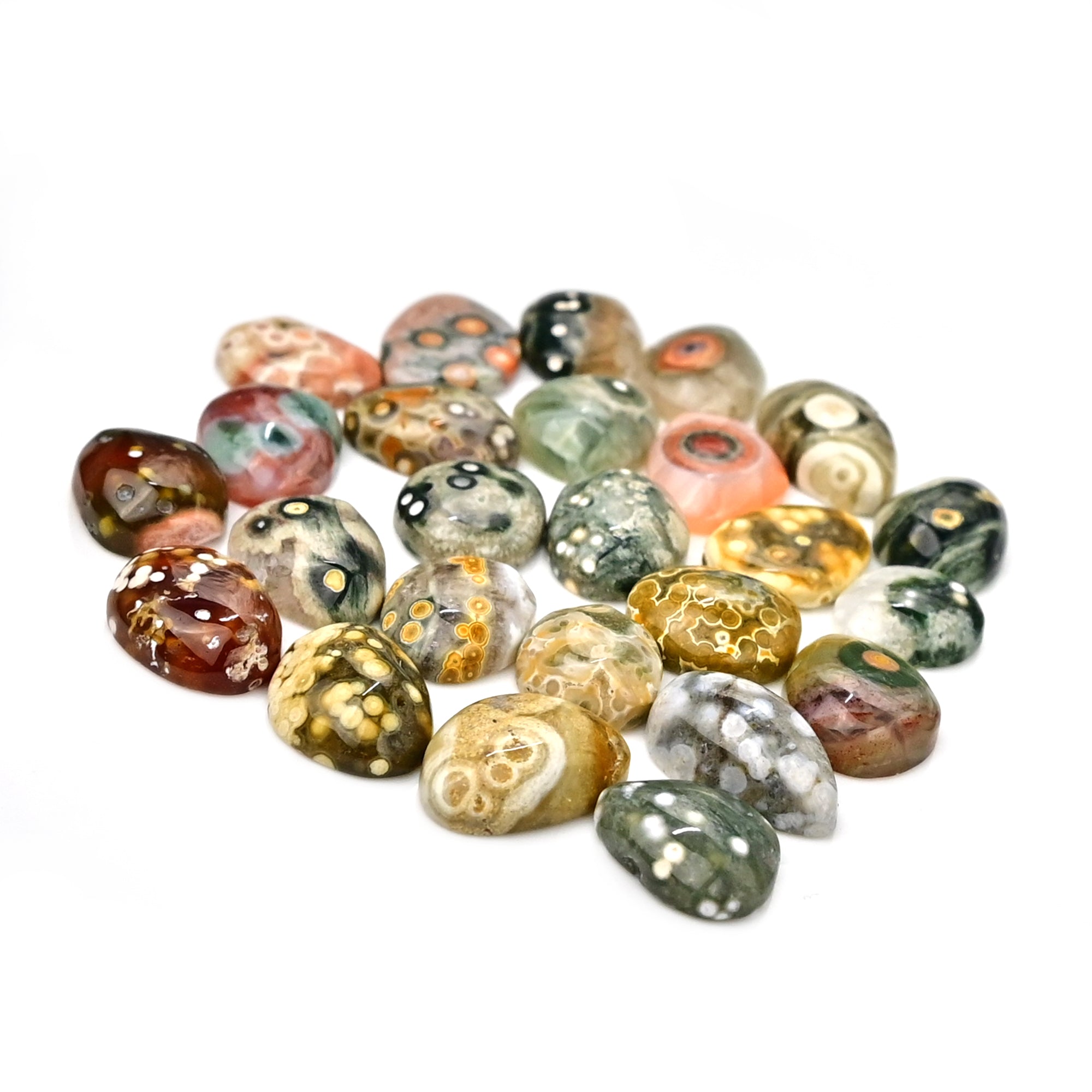 Ocean Jasper Smooth Cabochons | Multi Freeform Gemstones For Jewelry - 25 Pieces