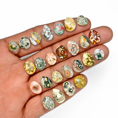 Ocean Jasper Smooth Cabochons | Multi Freeform Gemstones For Jewelry - 25 Pieces