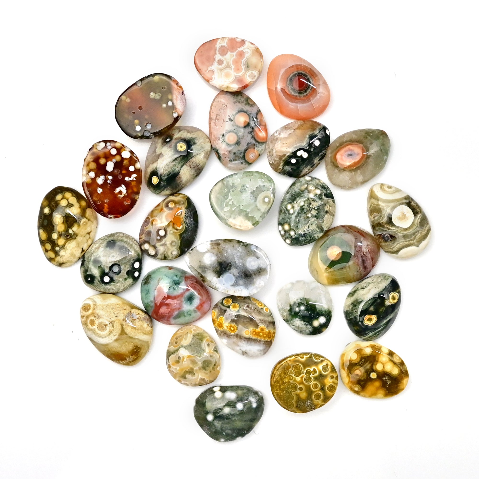 Ocean Jasper Smooth Cabochons | Multi Freeform Gemstones For Jewelry - 25 Pieces