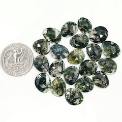 Moss Agate Freeform Rose Cut Cabochons | Nature Inspired Gemstone for Jewelry Making - 20 Pieces