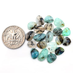 Natural Peruvian Blue Opal Rose Cut Gemstones | Polished Loose Gems for Jewelry Making - 20 Pieces