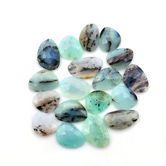 Natural Peruvian Blue Opal Rose Cut Gemstones | Polished Loose Gems for Jewelry Making - 18 Pieces