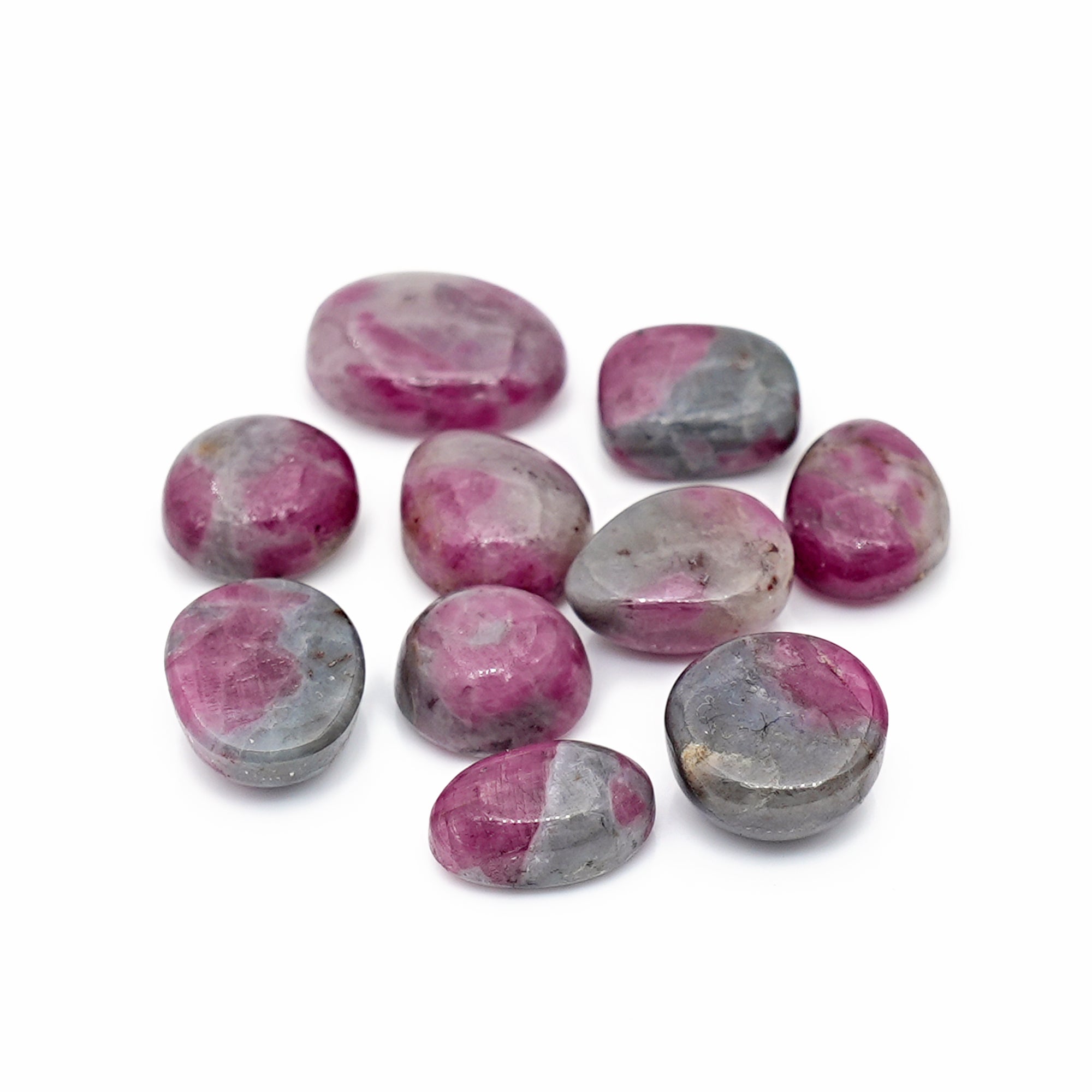 Ruby Quartz Smooth Cabochons | Freeform Natural Gemstones for Jewelry Making - 10 Pices