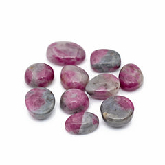 Ruby Quartz Smooth Cabochons | Freeform Natural Gemstones for Jewelry Making - 10 Pices