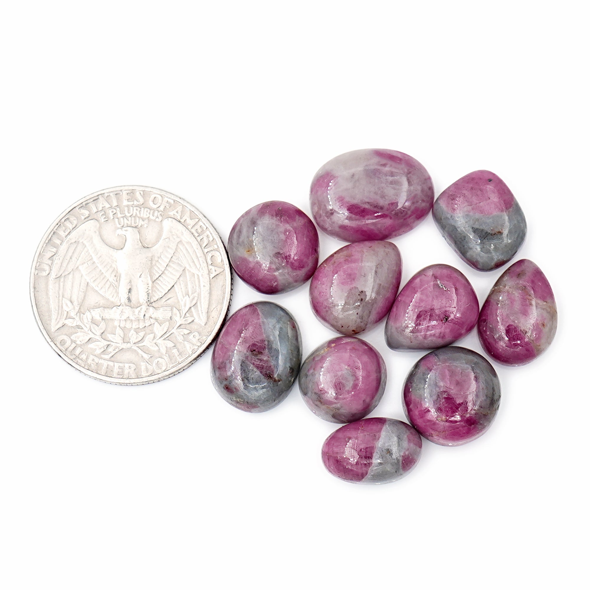 Ruby Quartz Smooth Cabochons | Freeform Natural Gemstones for Jewelry Making - 10 Pices