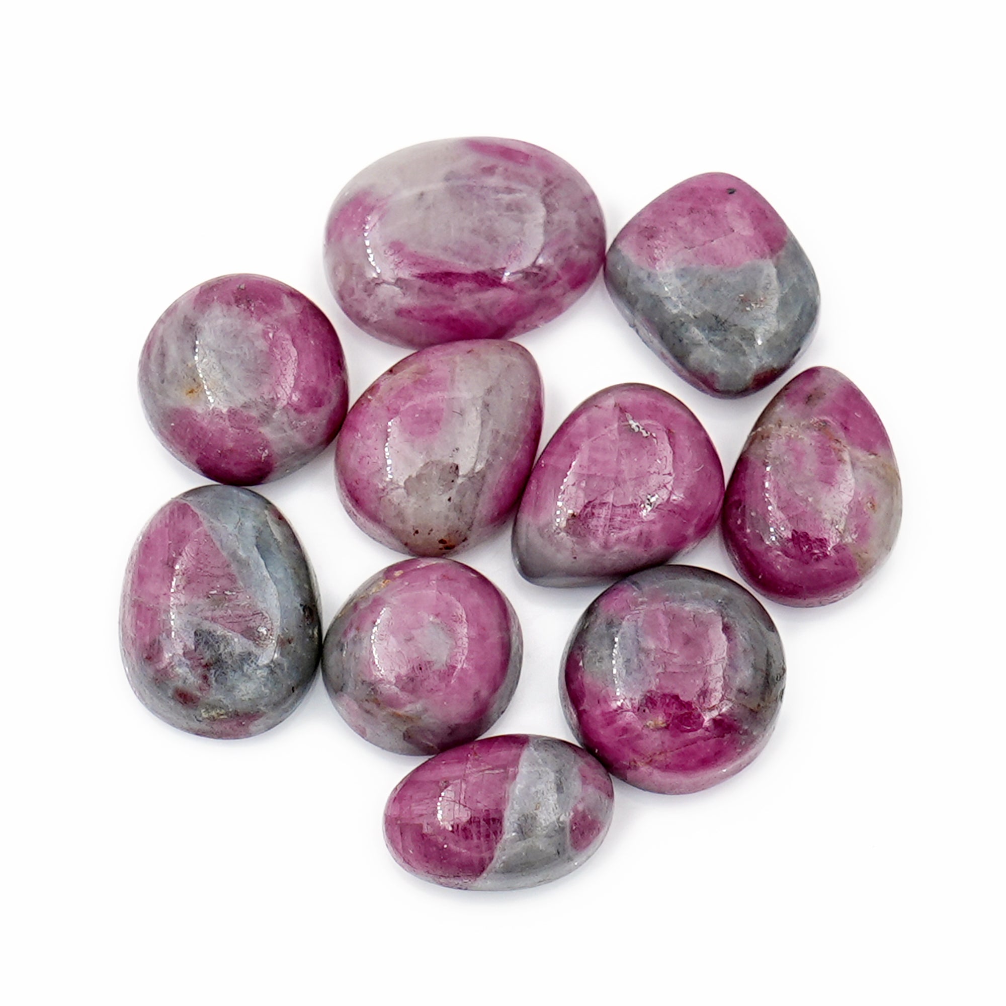 Ruby Quartz Smooth Cabochons | Freeform Natural Gemstones for Jewelry Making - 10 Pices