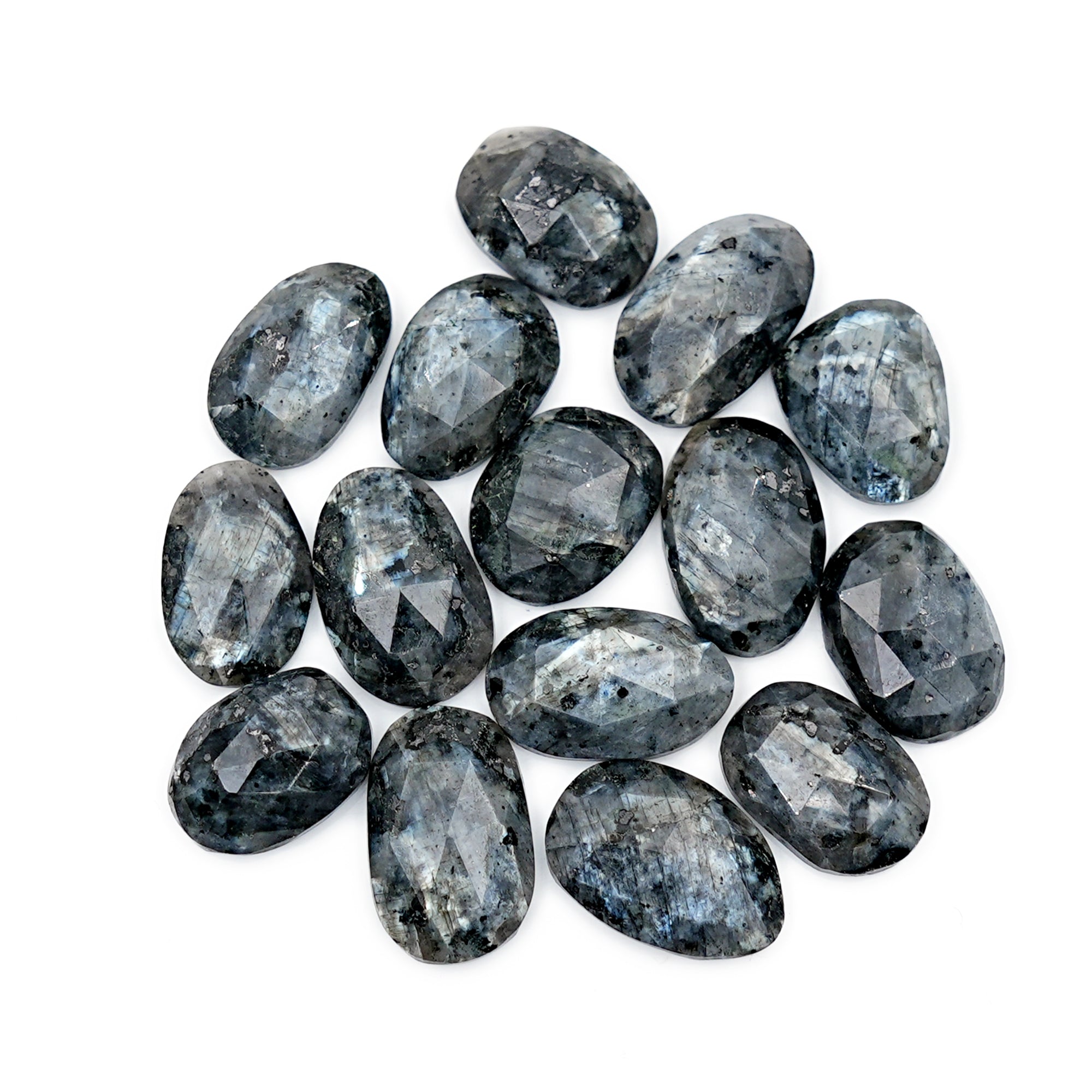 Freeform Larvikite Rose Cut Cabochon | Natural Gemstones for Jewelry Making - 15 Pieces