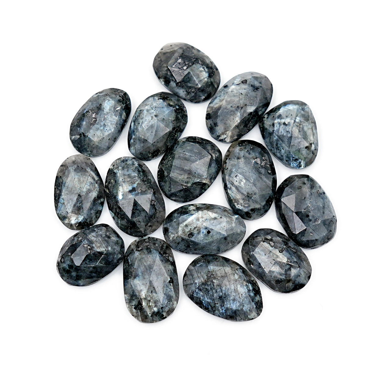 Freeform Larvikite Rose Cut Cabochon | Natural Gemstones for Jewelry Making - 15 Pieces
