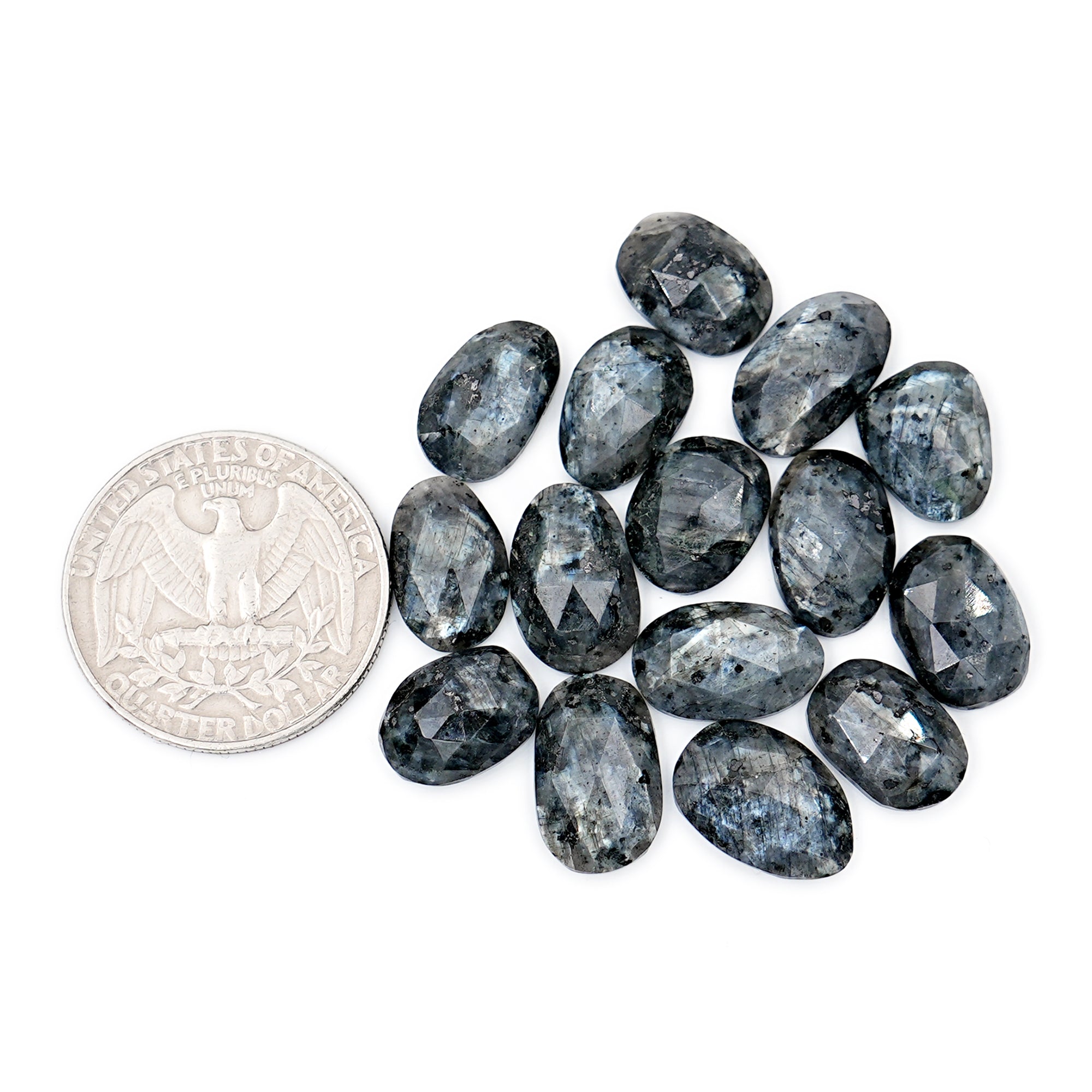 Freeform Larvikite Rose Cut Cabochon | Natural Gemstones for Jewelry Making - 15 Pieces