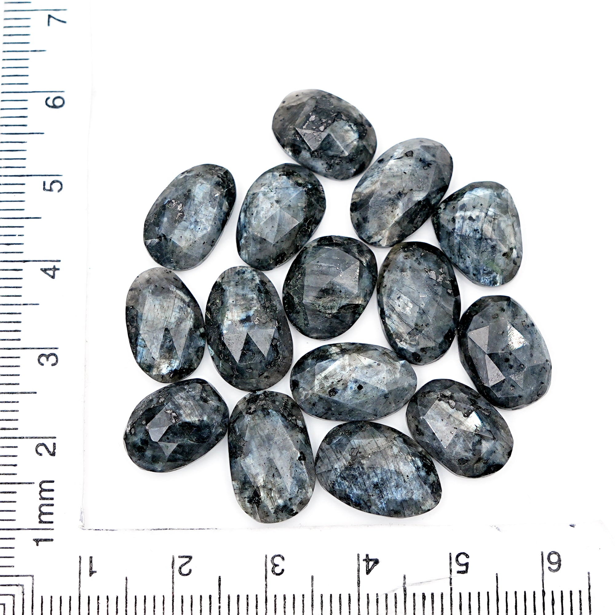 Freeform Larvikite Rose Cut Cabochon | Natural Gemstones for Jewelry Making - 15 Pieces