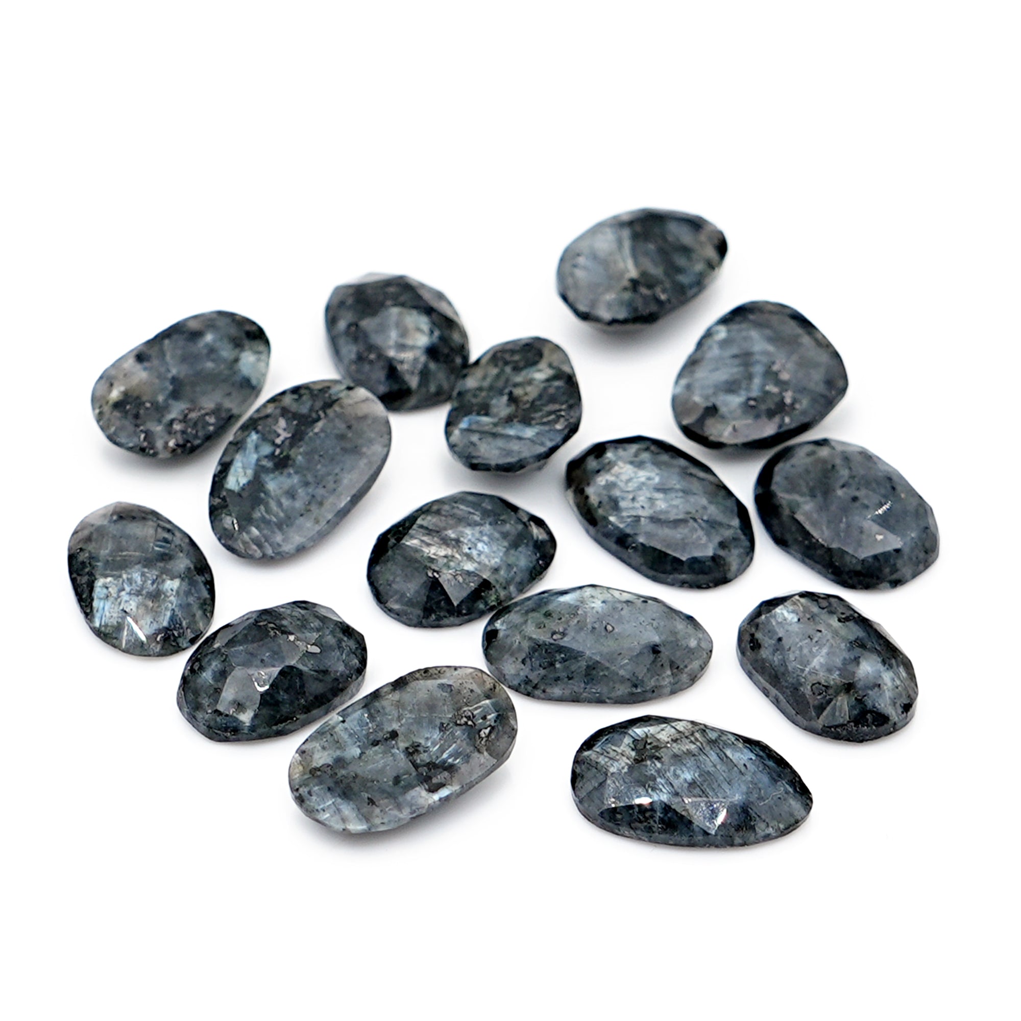 Freeform Larvikite Rose Cut Cabochon | Natural Gemstones for Jewelry Making - 15 Pieces