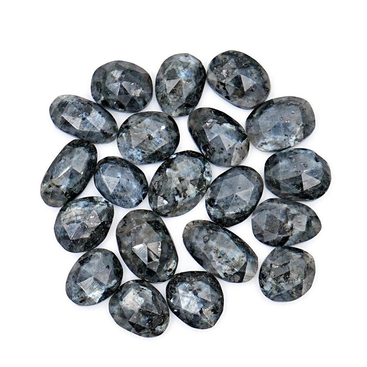 Natural Larvikite Rose Cut Cabochons | Freeform Gemstones for Jewelry - 20 Pieces