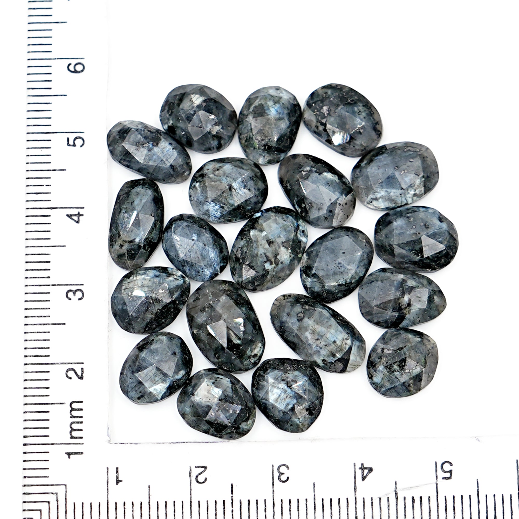 Natural Larvikite Rose Cut Cabochons | Freeform Gemstones for Jewelry - 20 Pieces