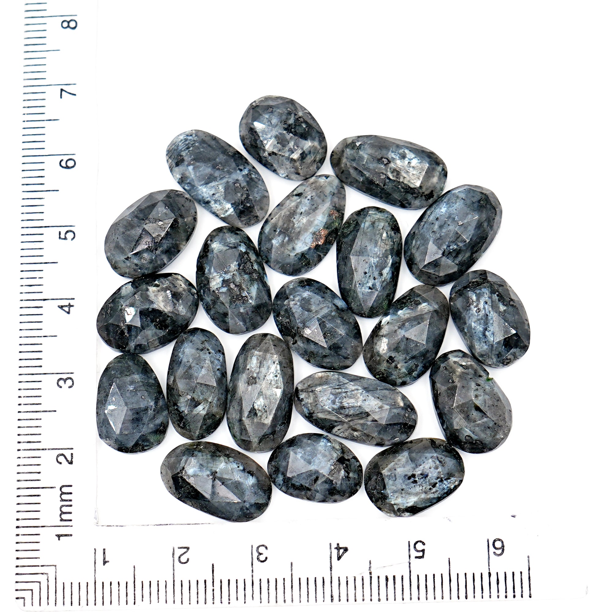 Freeform Larvikite Rose Cut Gemstones | Natural Stones for Jewelry Making - 20 Pieces