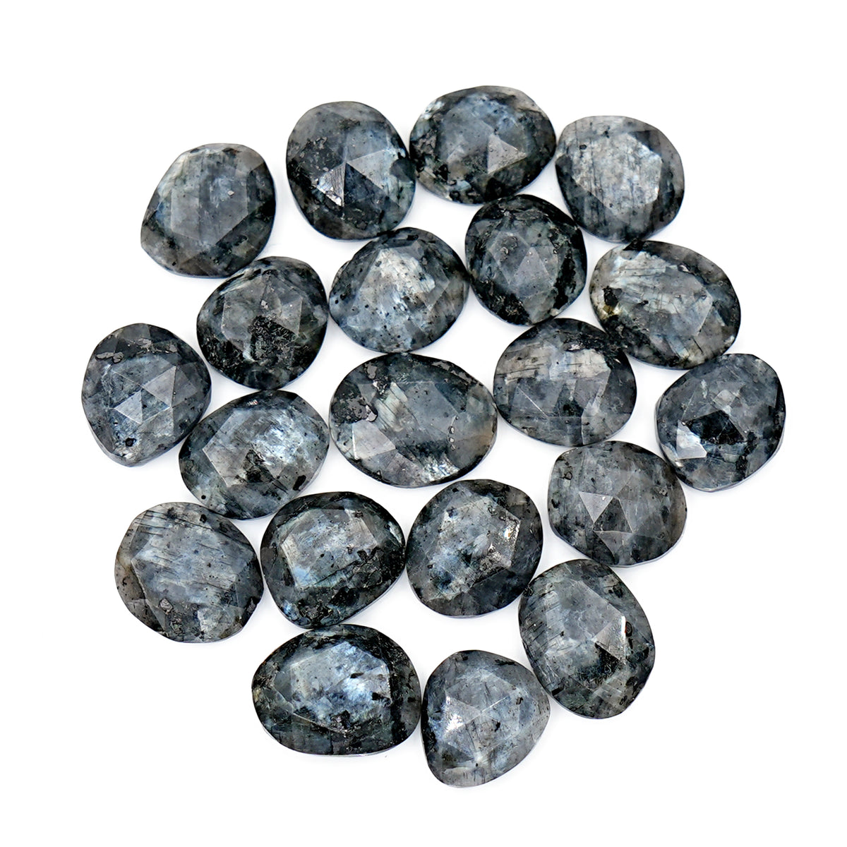 Larvikite Rose Cut Cabochon | Freeform Natural Gemstones for Jewelry Making - 20 Pieces