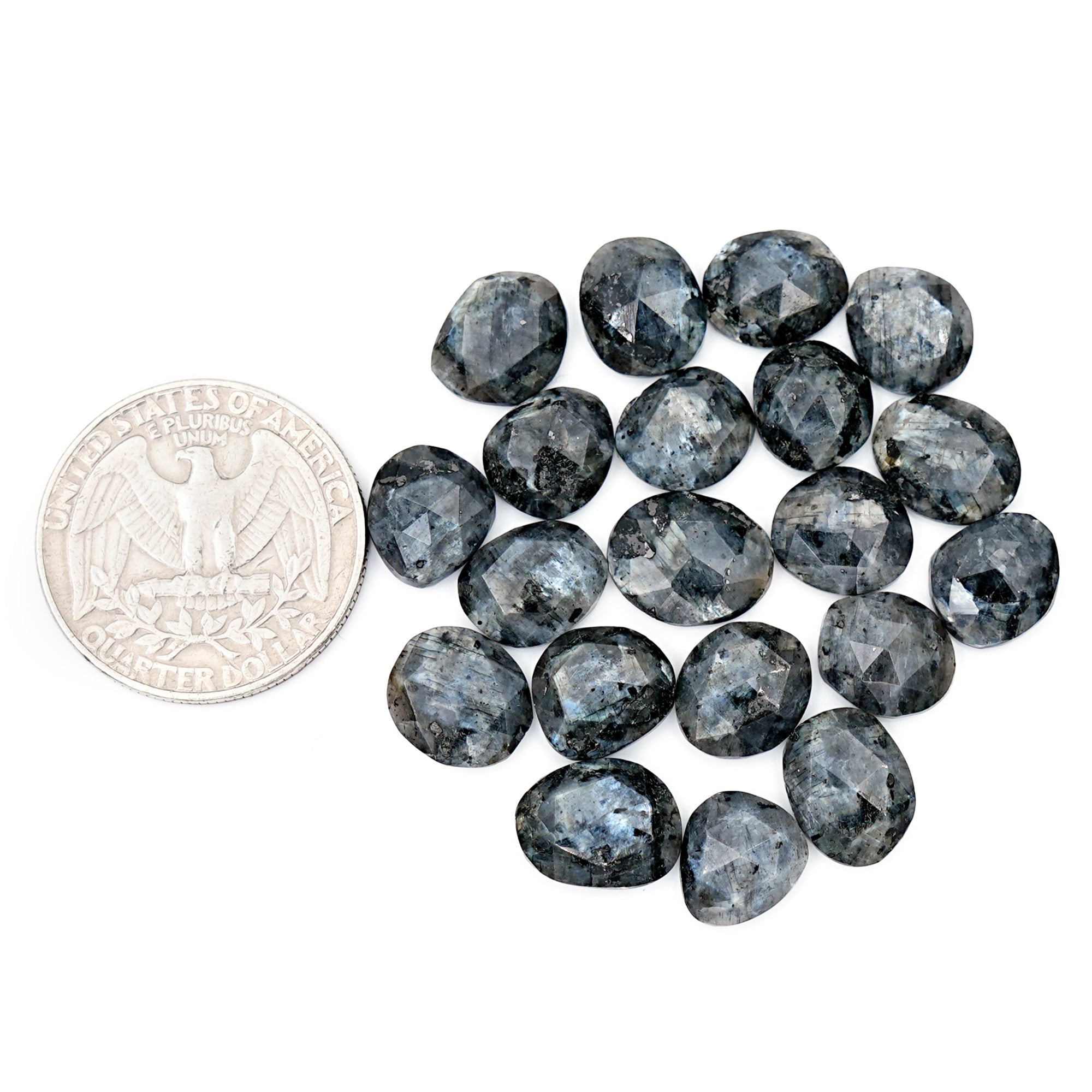 Larvikite Rose Cut Cabochon | Freeform Natural Gemstones for Jewelry Making - 20 Pieces